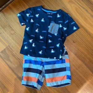 Sovereign code shark T-shirt old navy swim trunks